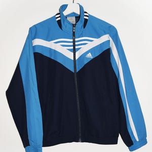 Vintage 00&#39;s Adidas Blue Track Jacket Sporty Retro Casual Streetwear Athletic Outerwear