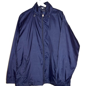 Vintage K-Way Nylon Windbreaker, Regenjacke in Dunkelblau
