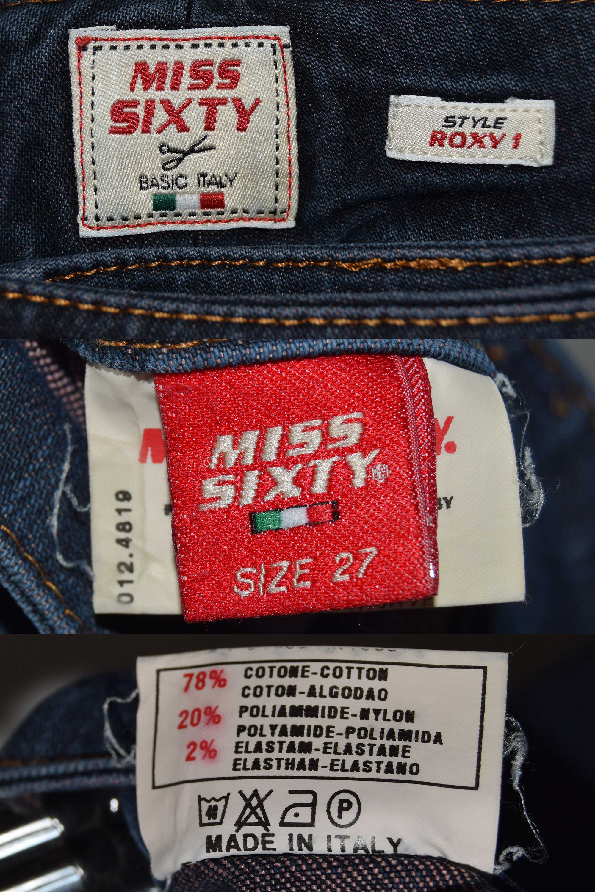 Vintage Miss Sixty Roxy 1 Jeans, Stretchy Denim, Made in Italy 