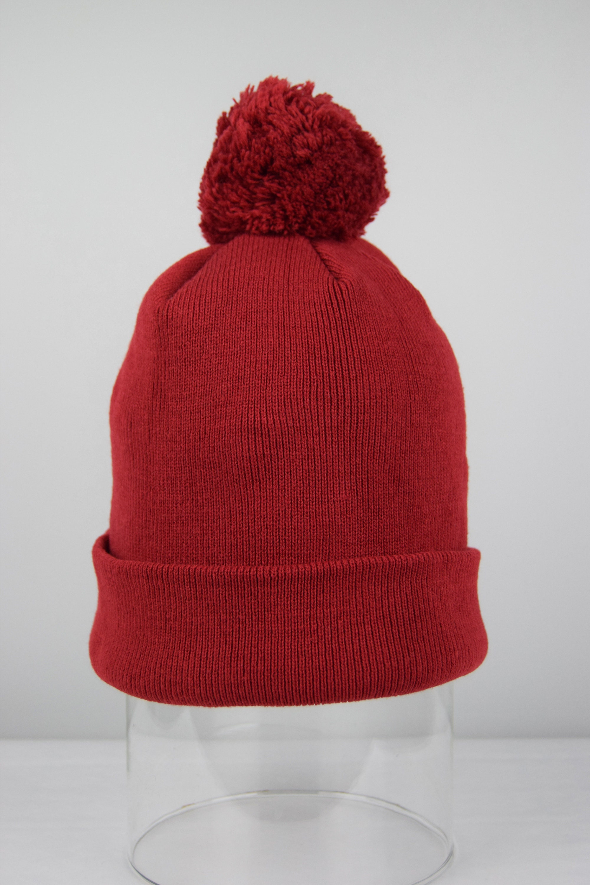 Red Pom-Pom Beanie Hat - LV – Beauty Bird Vintage