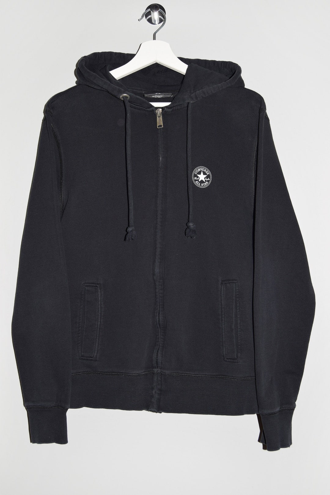 Converse Hooded Full zip Sweatshirt Hoodie Black Hooded Active Streetwear Casual Sportswear Athletic Outfit Women s Size M Etsy