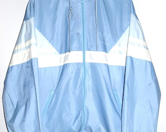 Vintage 90's Adidas Full Zip Windbreaker Nylon Raincoat Roll-Up Hood Cross Shoulder Strap