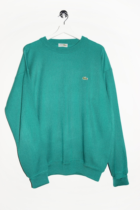 Lacoste, Vintage Lacoste Chemise Sweater, Aquamarine Green Acrylic, 80s Retro Top