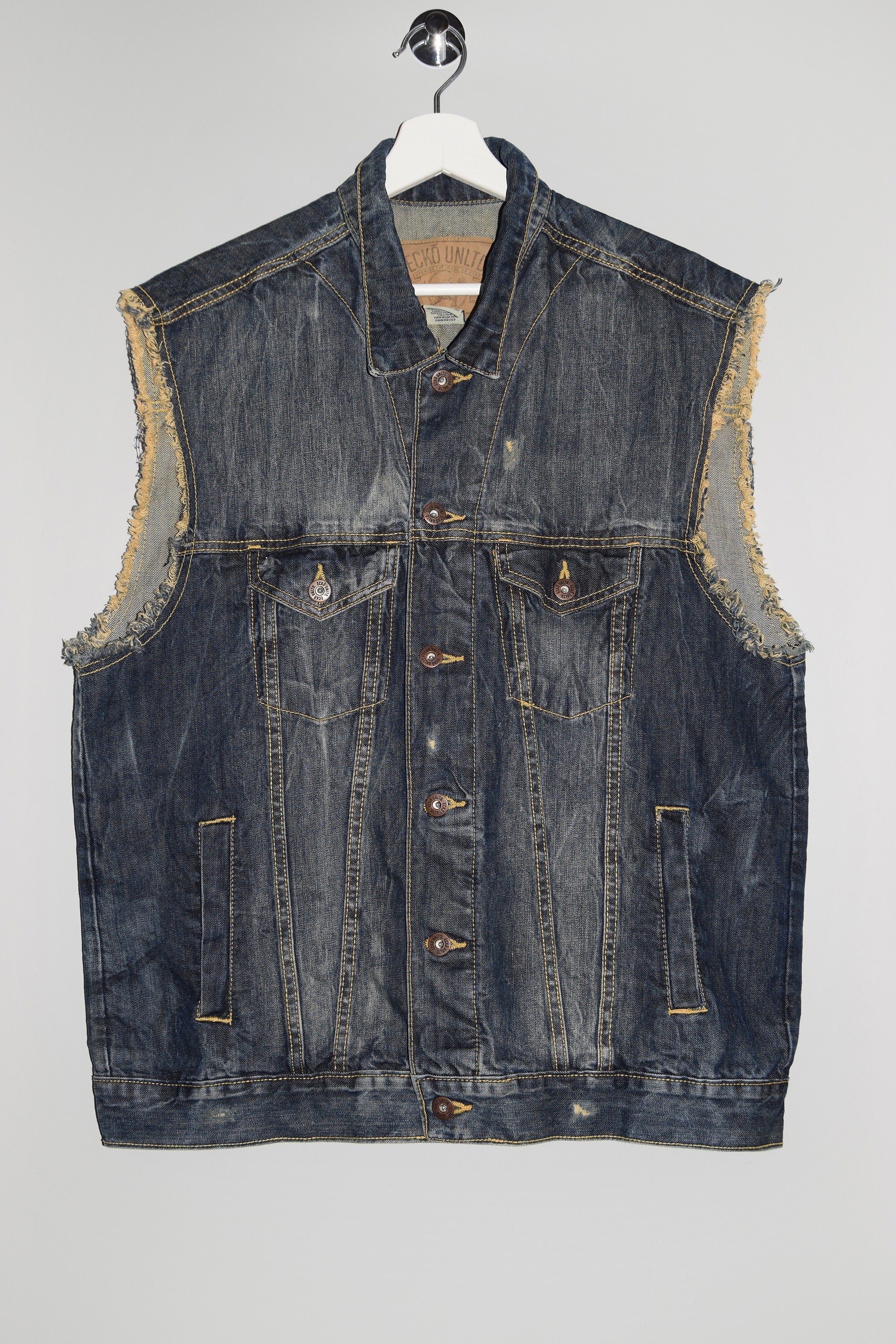 ジャケット・アウター oll | TARO DENIM VEST Qolkmuiy-GJ Mens Distressed Leather Vest Retro PU Biker