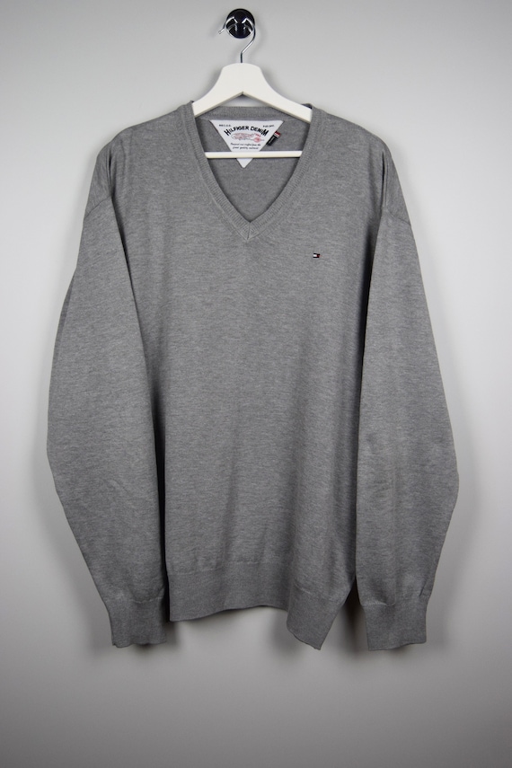 hypotheek Landgoed Stier Tommy Hilfiger Denim V-neck Gray Sweater Knit Pullover Long - Etsy