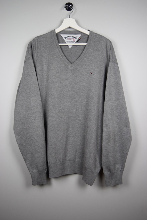 Tommy Denim Gray Knit Pullover Long - Etsy