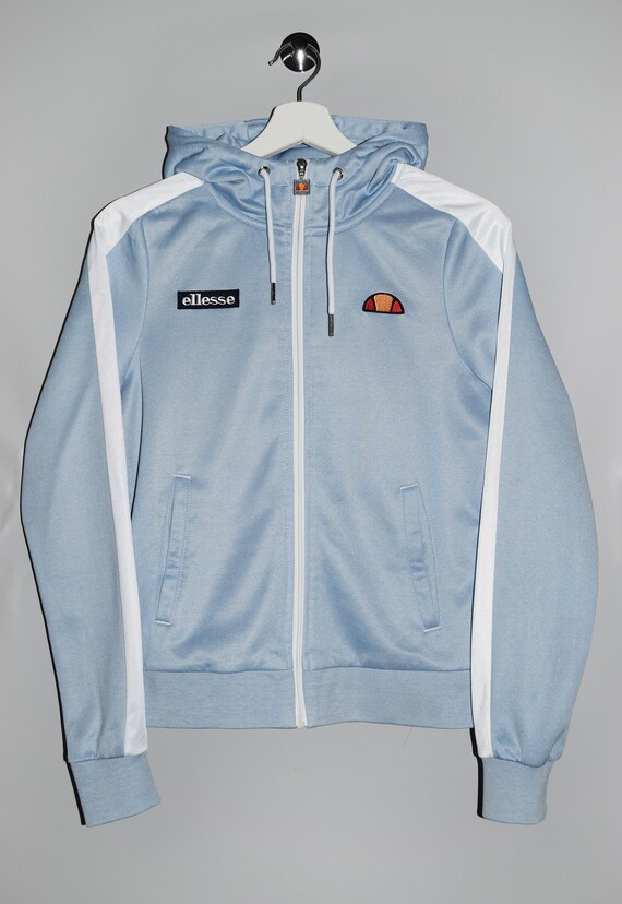 Ellesse Hoodie Full Zip Light Blue Hooded Sweatshirt Patch Logo Jumper Casual Sportswear Active Streetwear Women s US 8 UK 12 EU 40 Etsy