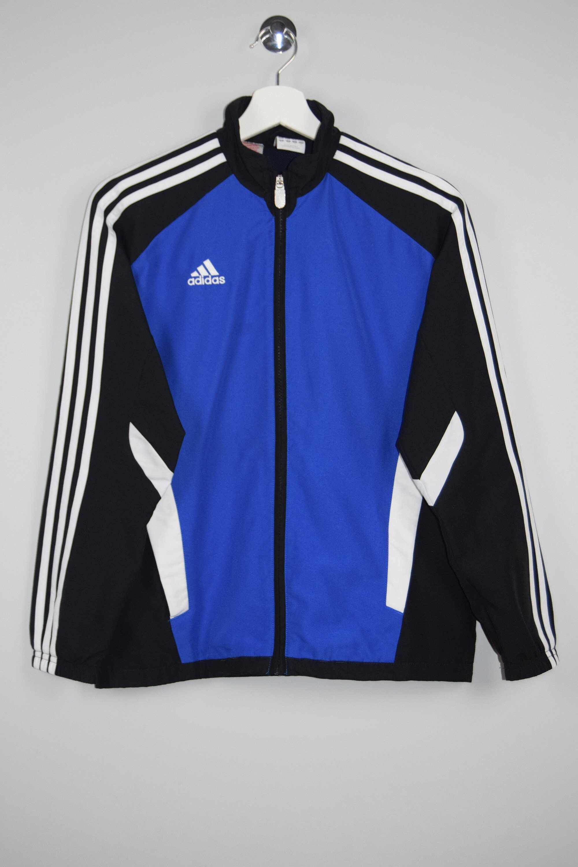 Adidas Tracksuit Jacket School Jacket Three - Full Etsy Track Training Streetwear Casual Top Sportswear Black Old Stripes Sport Zip Sportswear Blue