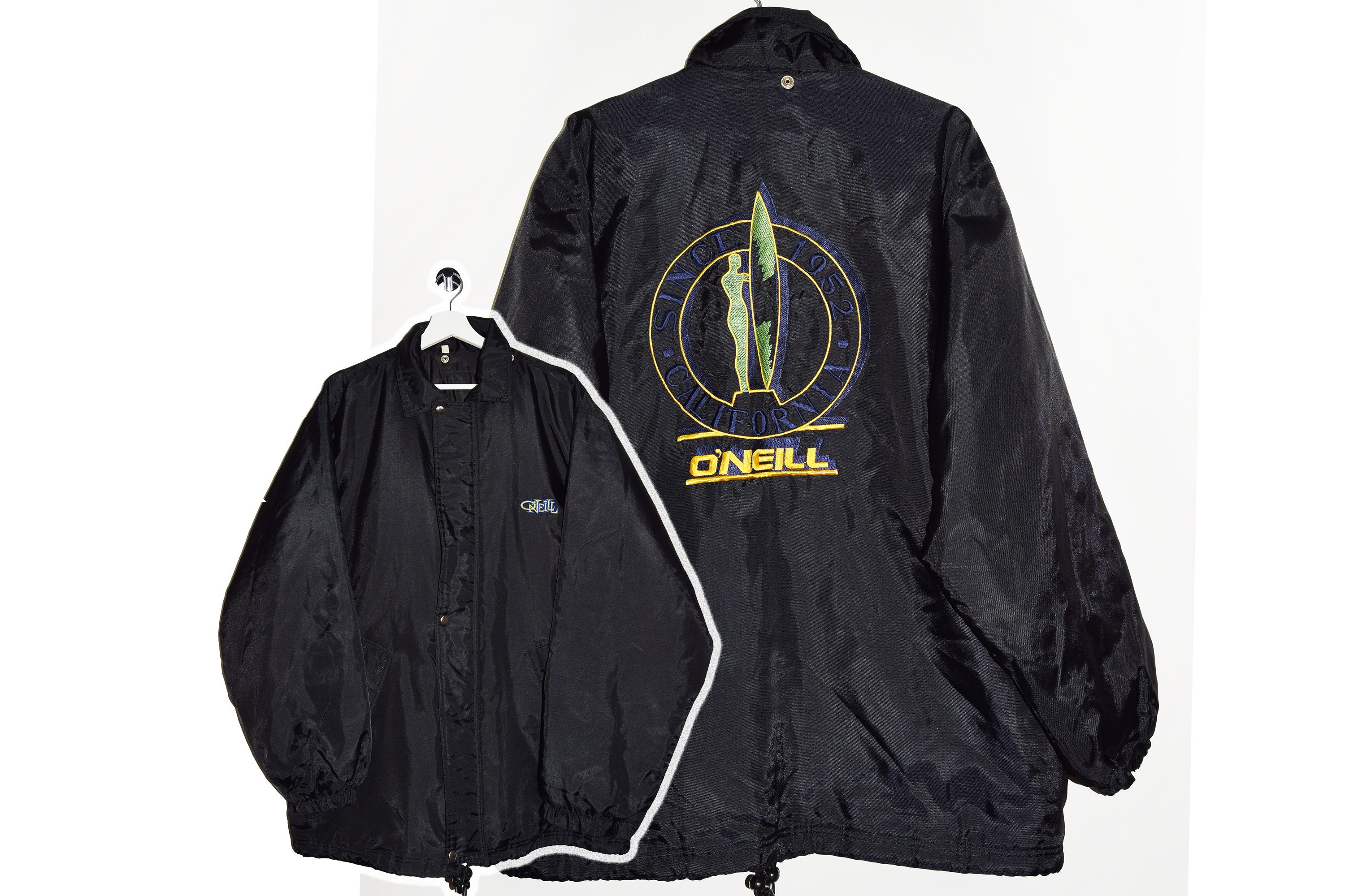 90's O'NEILL スタジャン ブラック サーフ　横乗り Vintage 90's O'neill Lined Windbreaker - Lightweight Jacket - Etsy