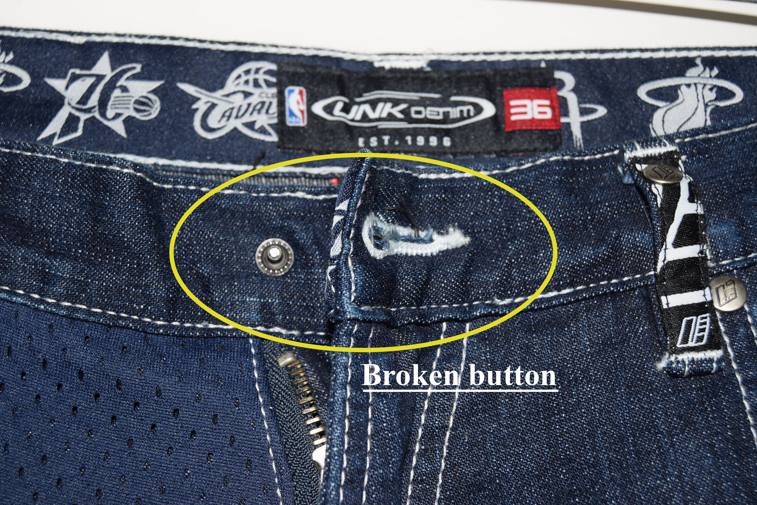 UNK Denim Jeans NBA Embroidered Basketball Pants, Vintage UNK Denim Jeans NBA Embroidered Basketball Pants, Vintage