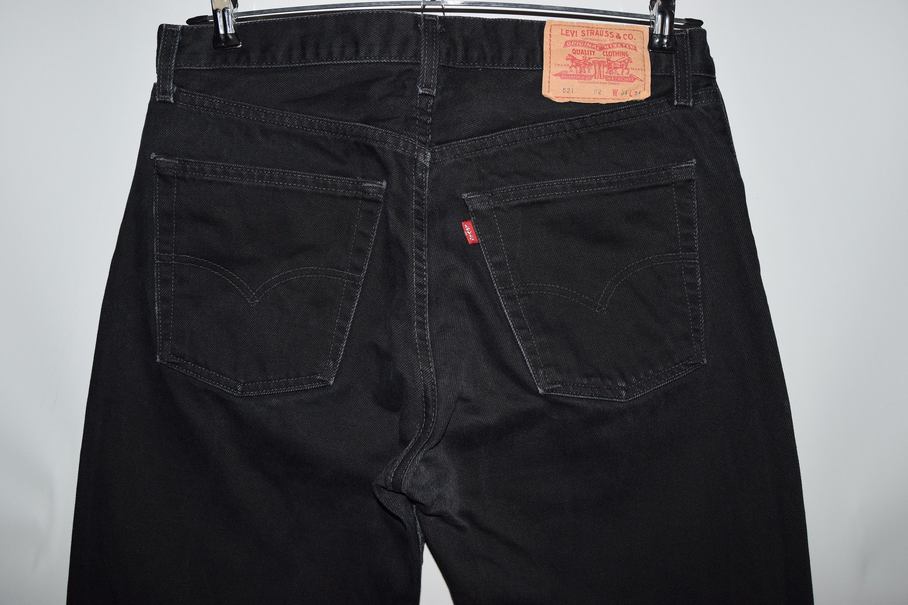 Vintage Levi's 521 Black Denim Jeans Red Tab 34x36 Casual