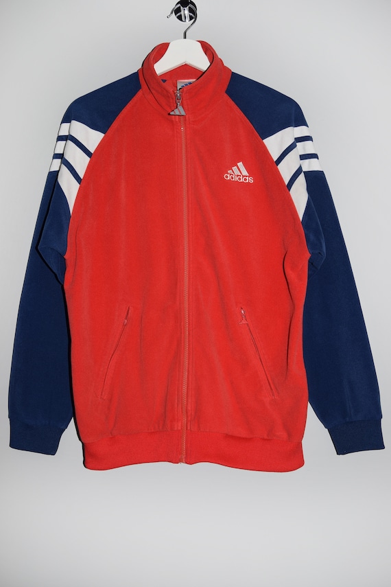 Vintage 90's Adidas Plush Track Jacket Full Zip Retro Style Red Blue Three  Stripes Old School Sport Sportswear Training Streetwear Men's S - Etsy