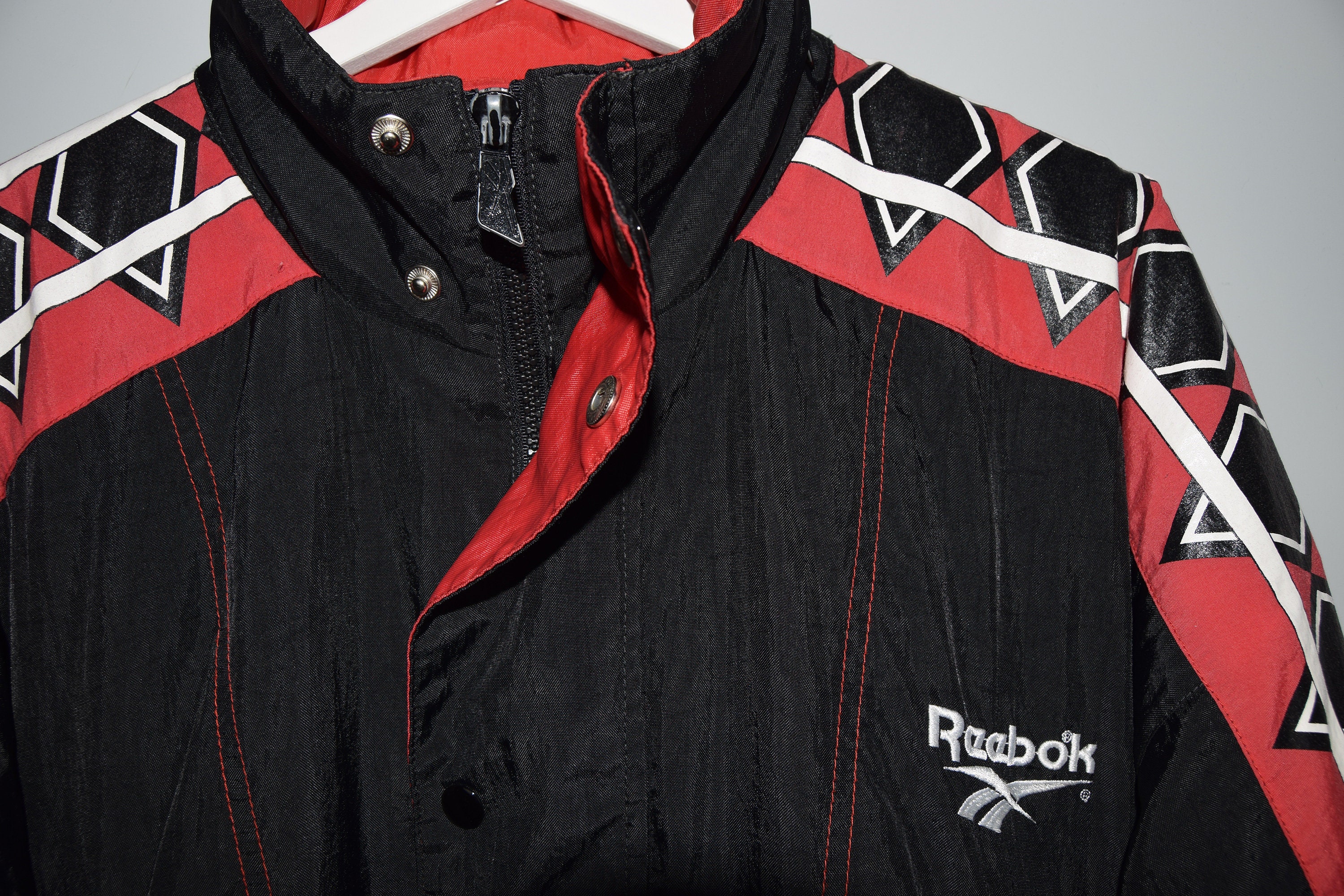 90'S Reebok Nylon Jacket, Men's M Size, Vintage Nylon black type Vintage Second Hand