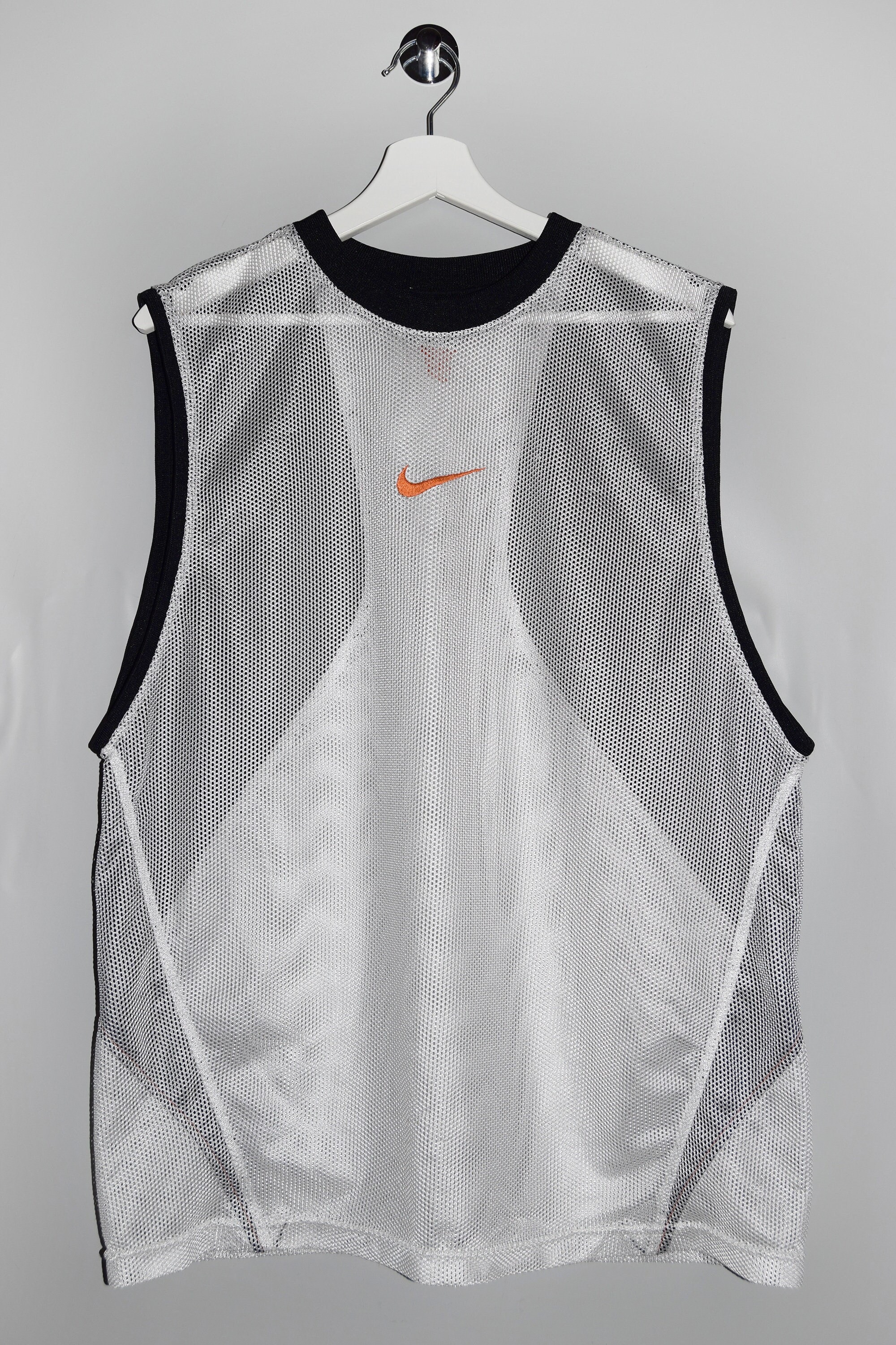 Vintage 90's Nike Basketball Jersey Black White Orange Swoosh