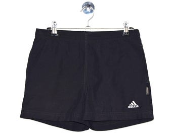 Pantaloncini sportivi Adidas vintage, tre strisce nere, per bambini, taglia US8
