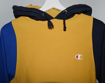 Vintage Champion Reverse Weave Hoodie, Yellow & Navy - Etsy