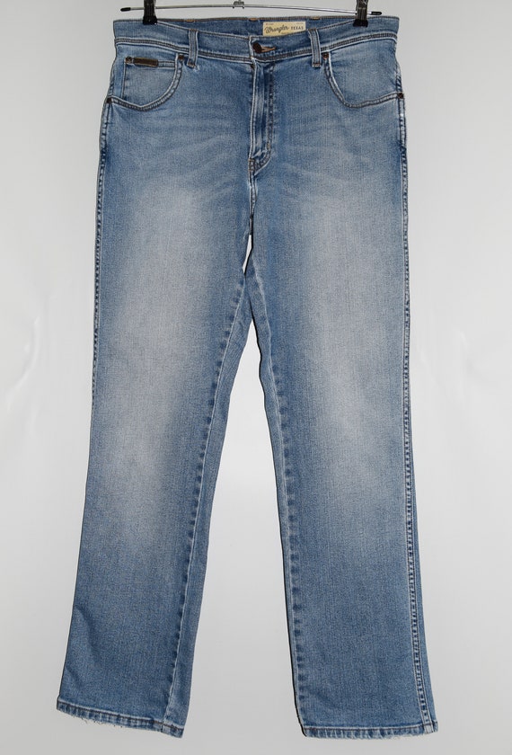 Wrangler Texas pantalones vaqueros azul claro pantalones vaqueros azules rectos informales ropa de calle Retro W34 L32 Etsy Espana