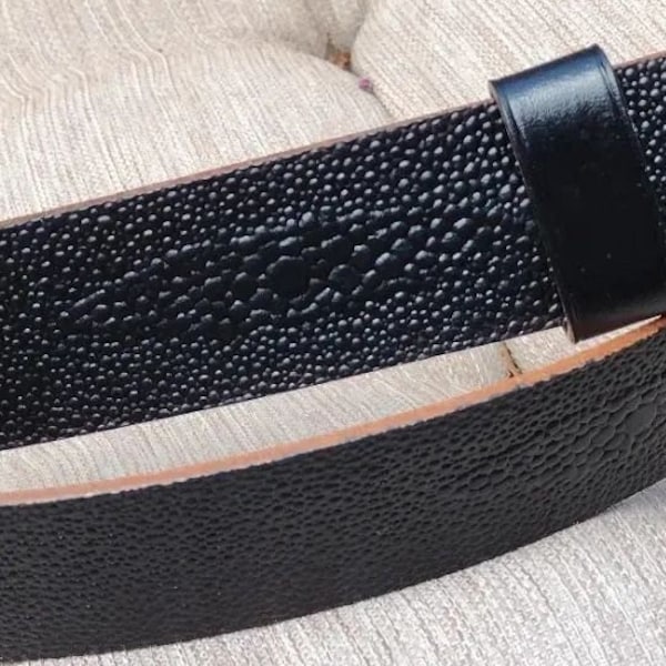 Stingray embossed full grain veg tan leather belt