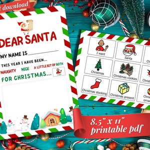 Lieve Kerstman afdrukbare kaart | Kerst PECS Communicatiebord | Non-verbaal autisme | Autisme Kerst | Cadeaus voor bewustzijn van autisme | AAC-apparaat