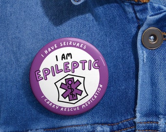 Epilepsy Medical ID Alert Tag Pinback Button | Stroller Wagon Sign | Epilepsy Awareness Sign | Epilepsy Seizure Medication Bag Case