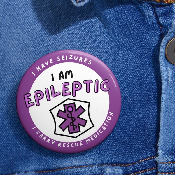 Epilepsy Medical ID Alert Tag Pinback Button | Stroller Wagon Sign | Epilepsy Awareness Sign | Epilepsy Seizure Medication Bag Case