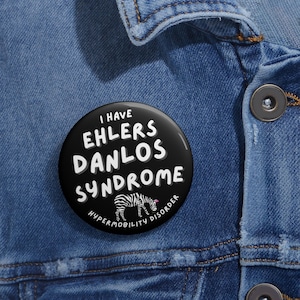 Ehlers-Danlos Syndrome EDS Hypermobility Disorder Chronic Joint Illness Awareness Medical ID Card Tag Button Pin
