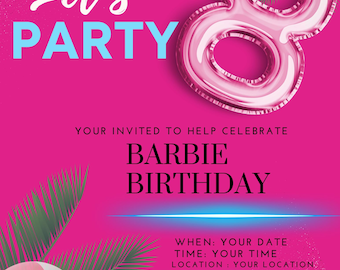 Mode Doll Party uitnodiging | Meisje partij uitnodigen | Meisjes verjaardag uitnodigen | Pop verjaardagsuitnodiging | Barbie-verjaardagsuitnodiging