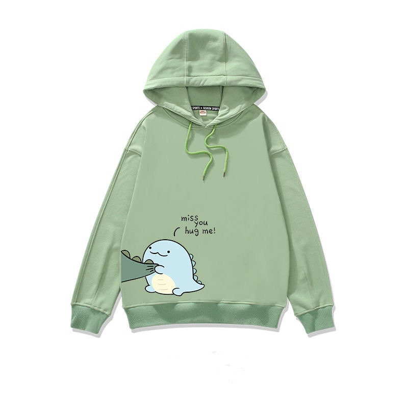 Kawaii Personalized Hoodies, Dinosaur Couples Hoodies, Couple Shirt, Anniversary Unisex Hoodie