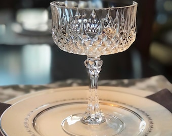 Set of 6, RARE, Vintage Champagne Coupes, IOB, Cristal dArques Crystal glassware, French Crystal Sherbet Champagne, Host gift, Wedding Party