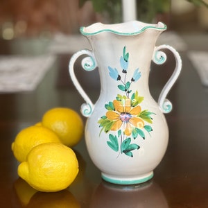Vintage Italian Pottery Vase: Handcrafted Floral Ceramic Decor