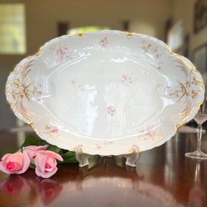 RAREST 17.5” Limoges Platter, Lovely Vintage Haviland Limoges Serving Tray, Porcelain china, dual wells, H809 France, meat tray, host gift