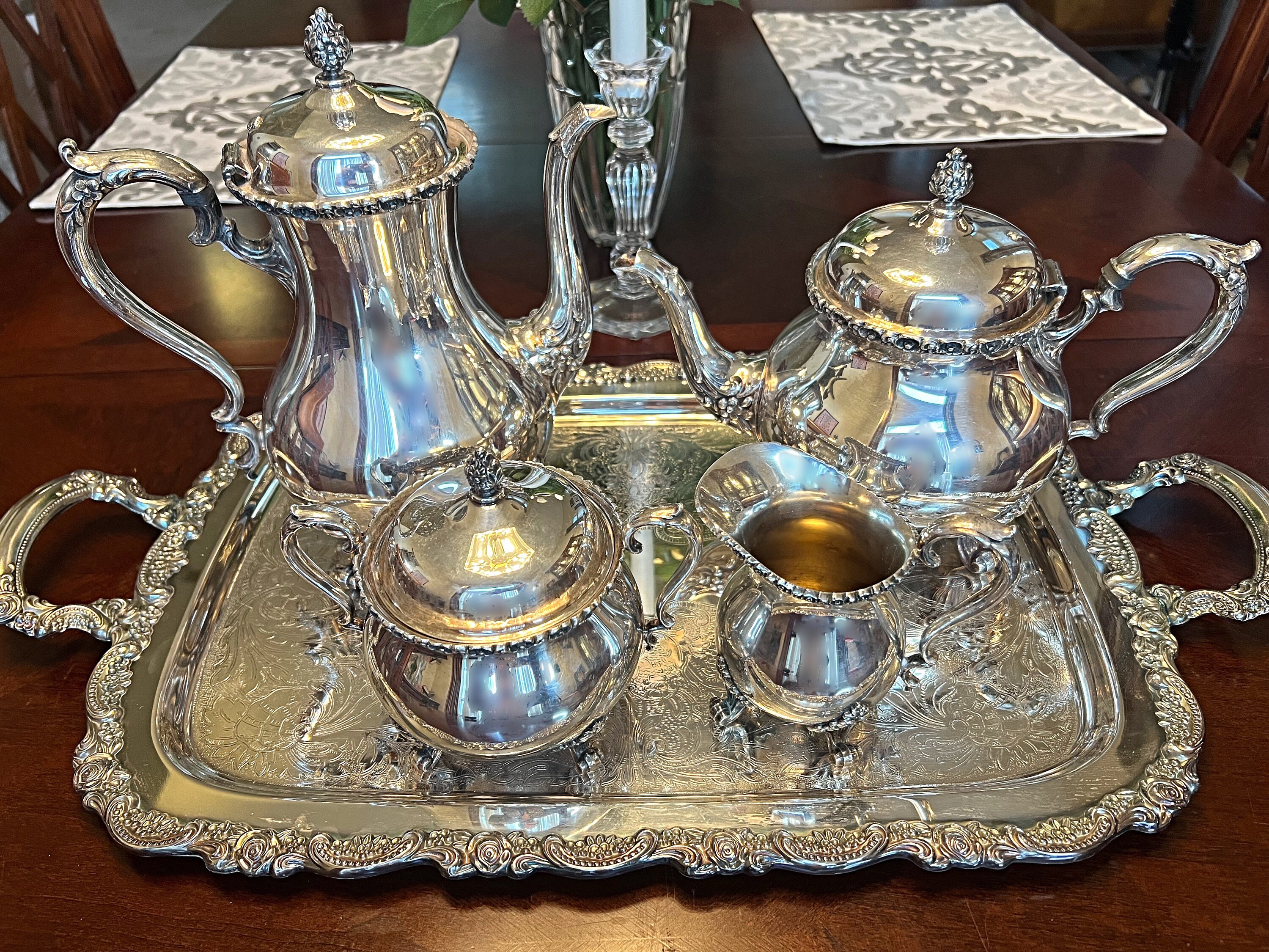 Vintage Wilcox Silverplate Tea Set: “du Barry Floral” Coffee
