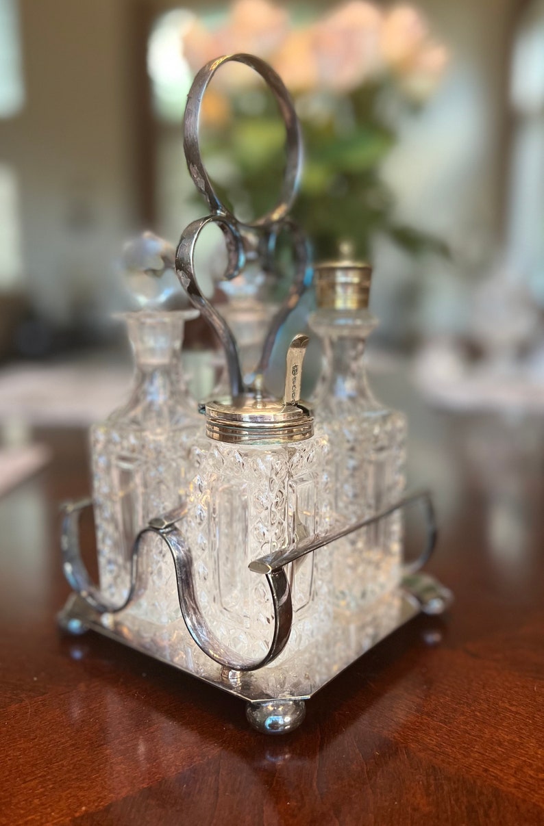 Elegant Victorian Vintage Cruet Set Antique Cruet Set Silver Etsy