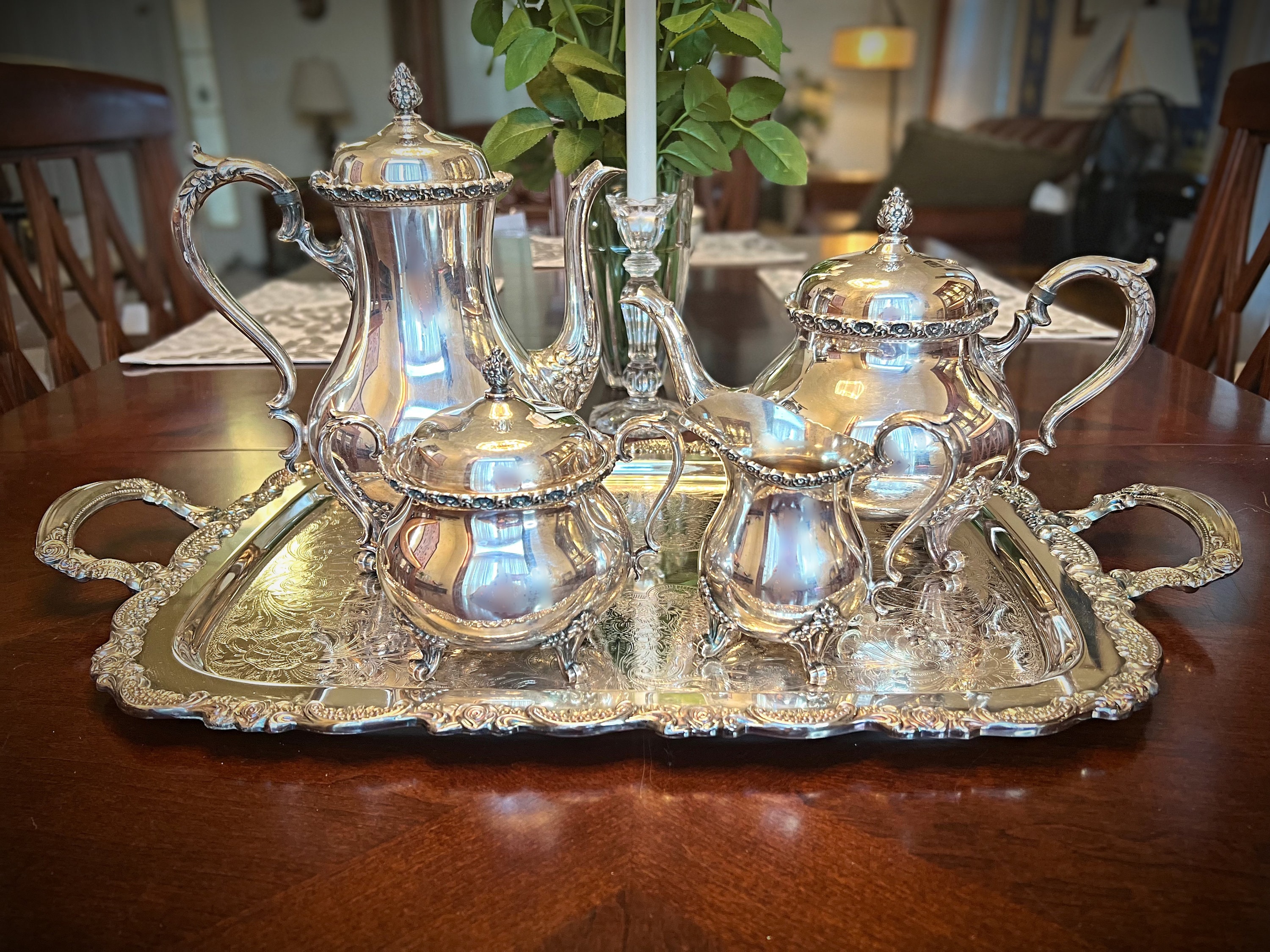 Vintage Wilcox Silverplate Tea Set: “du Barry Floral” Coffee