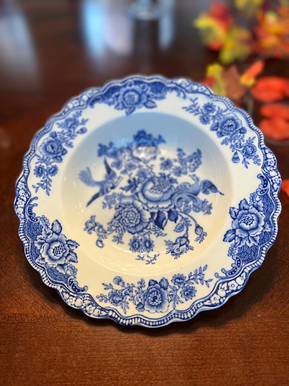9” Vintage Bowl, 1930's Crown Ducal England, Bristol Blue, Rd.no