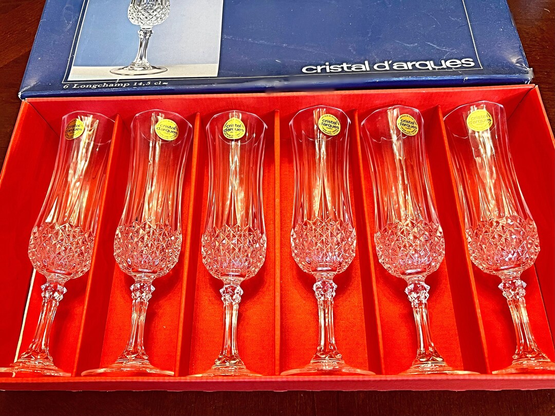 Vintage Crystal Glassware Set of 6 Cristal Darques Longchamp Etsy