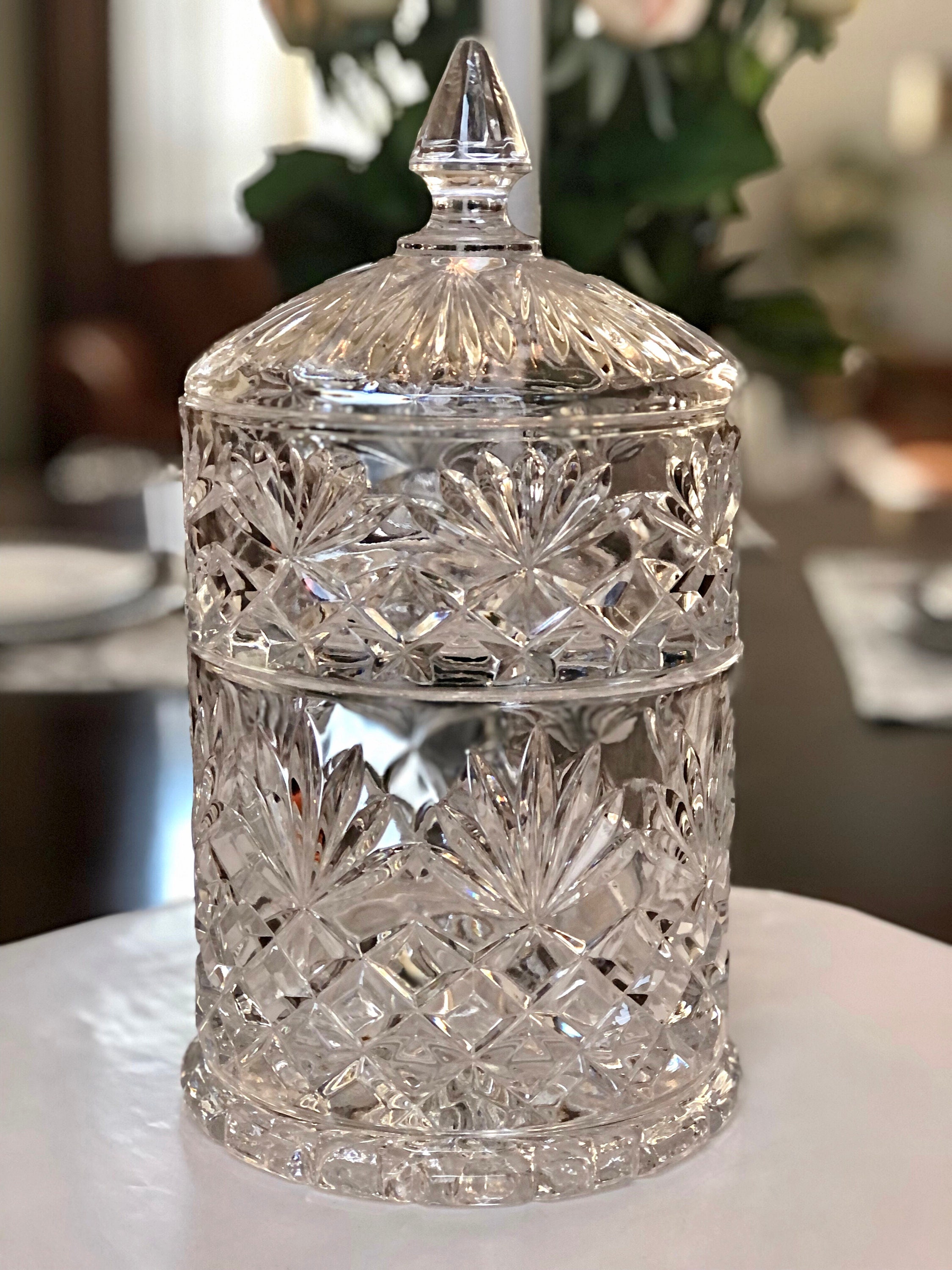 Vintage Shannon Crystal Biscuit Jar: Double Decker Lead Crystal
