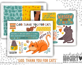 Bible Journaling Tip-Ins Printable Inserts | God, Thank You For Cats Christian Set (Instant Download)