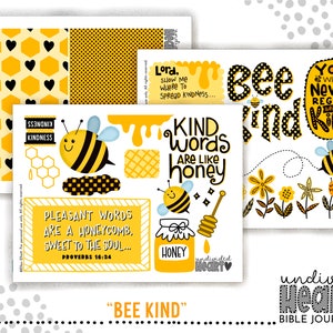 Bible Journaling Printable | Bee Kind Creative Christian Faith Ephemera Set (Instant Download)