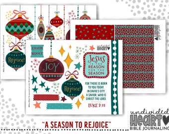 Bible Journaling Tip-Ins Printable Inserts | A Season to Rejoice Christian Faith Christmas Set (Instant Download)