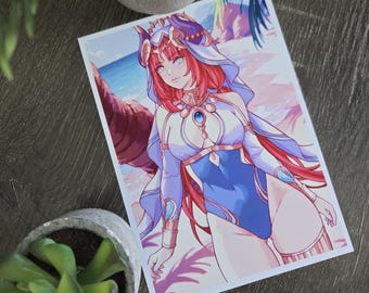 Beach Nilou | Anime-Style Art Print (5x7)