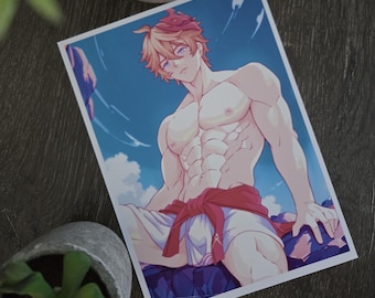 Bathhouse Tartaglia | Anime-Style Art Print (5x7)