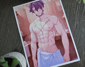 Bathhouse Wriothesley | Anime-Style Art Print (5x7)