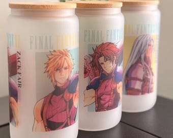 FF 7 Zack, Cloud, & Sephiroth | 16oz Frosted Libbey Can Cup