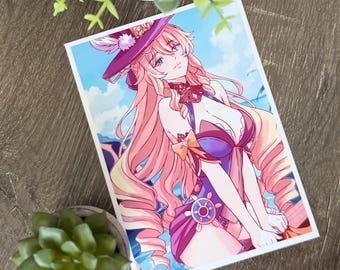 Beach Navia | Anime-Style Art Print (5x7)