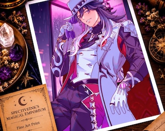 Lámina artística de anime Ashveil, decoración de pared de fantasía y videojuegos de 5x7 pulgadas.
