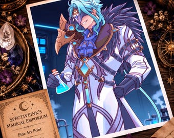 Lámina artística de anime Dottore, decoración de pared de juegos de fantasía de 5x7