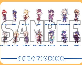 Adesivos Chibi Masculinos de Genshin Impact