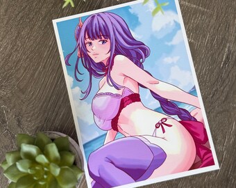 Beach Raiden Shogun | Anime-Style Art Print (5x7)