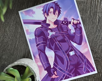 Kirito | Anime-Style Art Print (5x7)